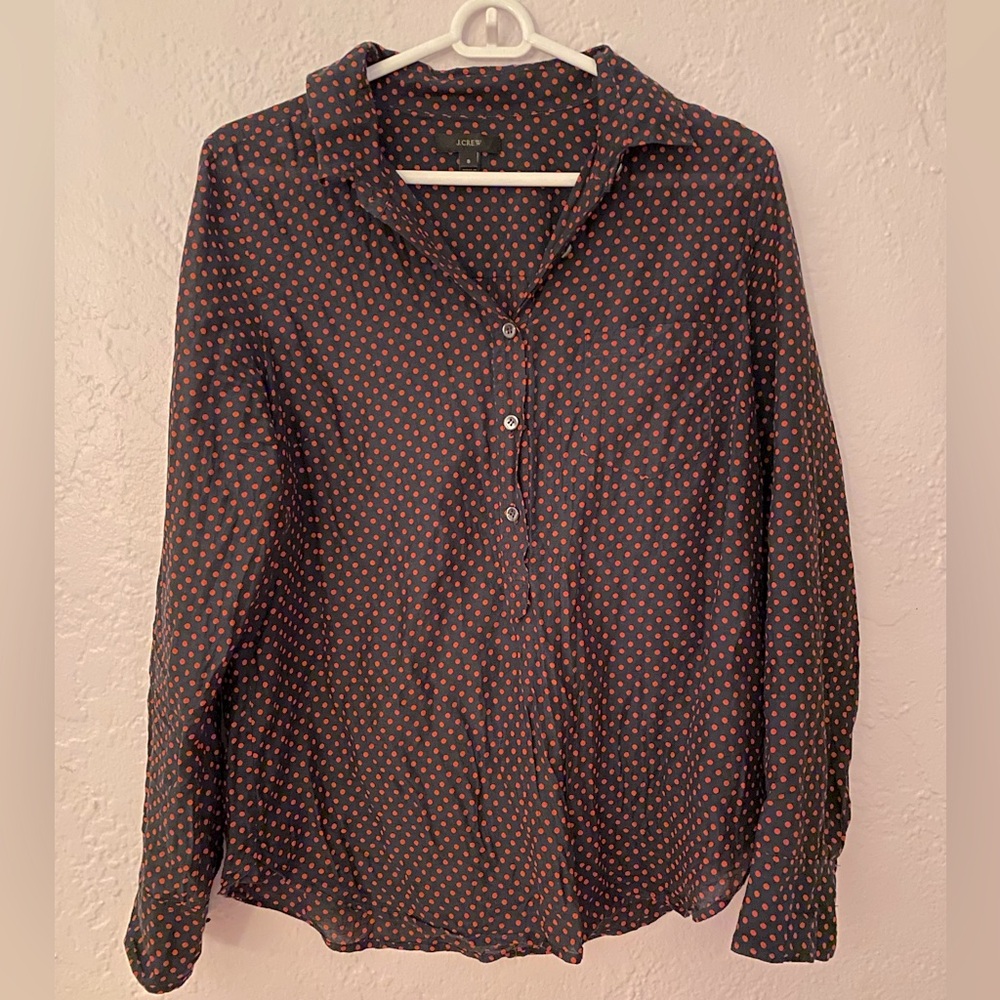 J Crew Relaxed Fit Half Button Blouse